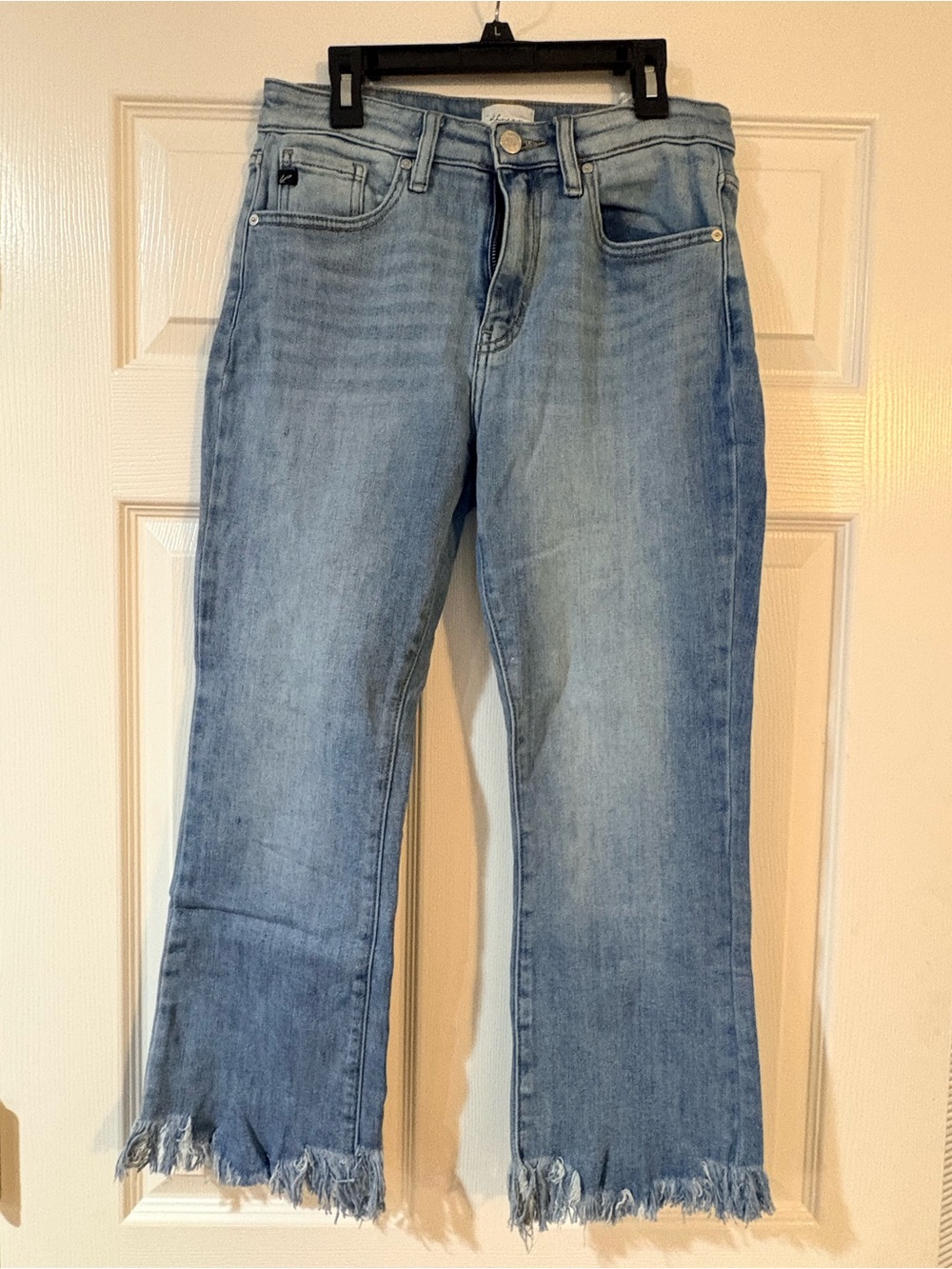 KanCan Light Blue Cropped Frayed Hem Jeans